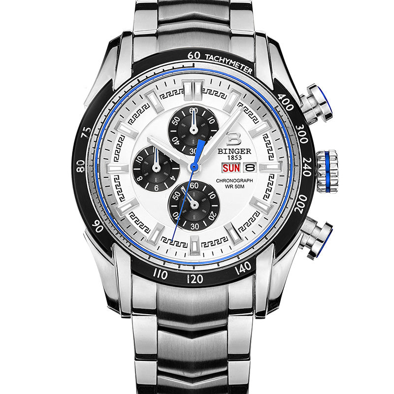 Classic Stainless Steel Quartz Watch – 44mm Fashion Edition