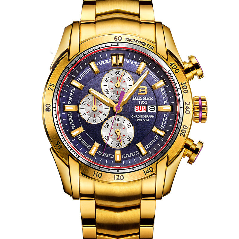 Classic Stainless Steel Quartz Watch – 44mm Fashion Edition
